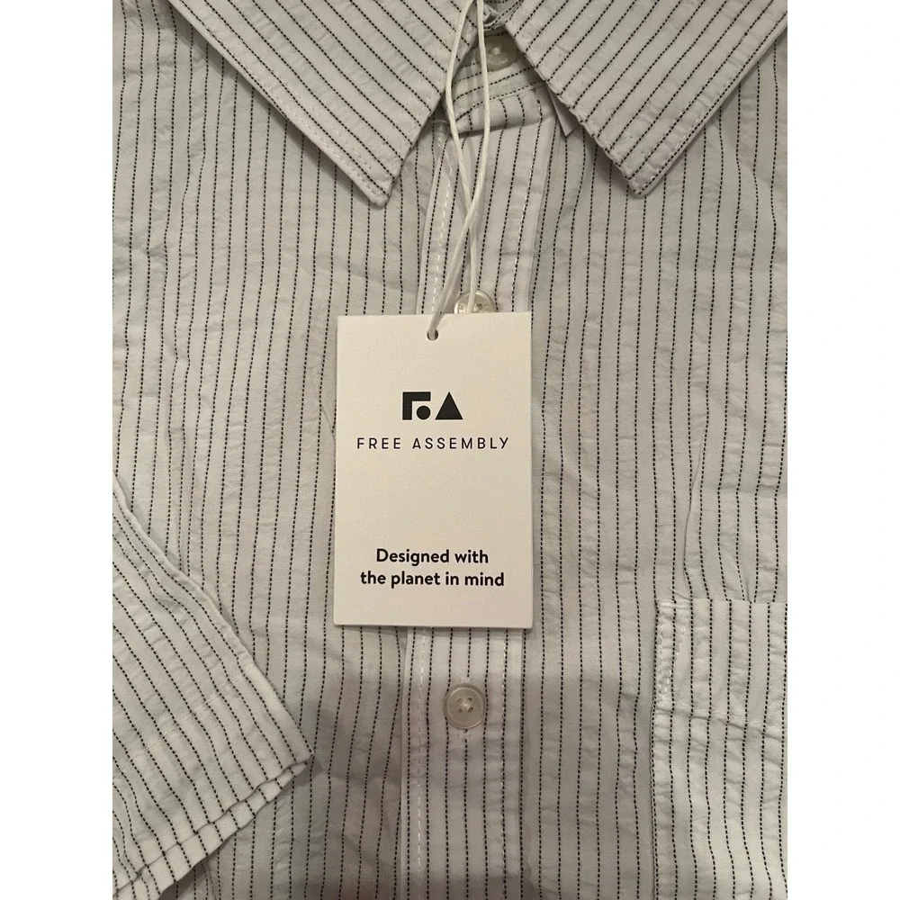 Free Assembly Men's FA Seersucker Button Down Shirt White Size 3XL‎